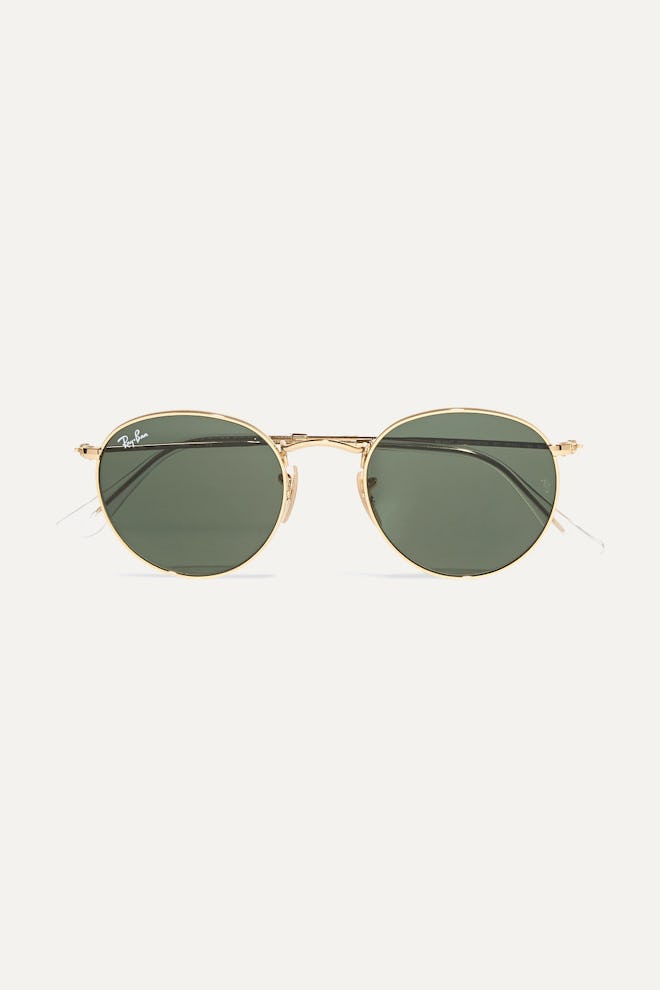 RAY-BAN Round-frame gold-tone sunglasses