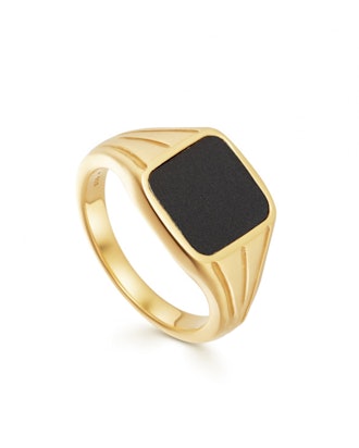 Black Spinel Gold Square Signet Ring