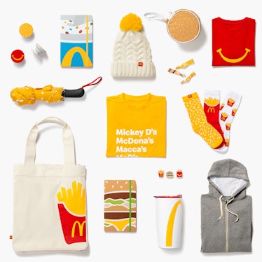 McDonald's Golden Arches Unlimited Shop products include fry socks and a sandwich bag.
