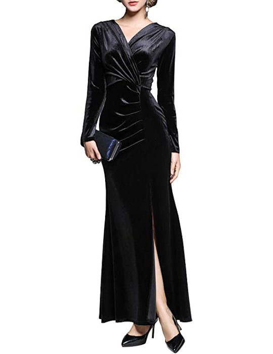 Ababalaya Women's 90s Retro Velvet Gown
