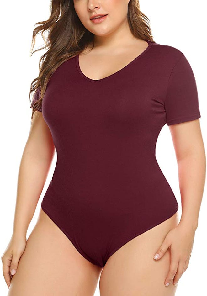 IN'VOLAND Plus Size Short Sleeve Bodysuit