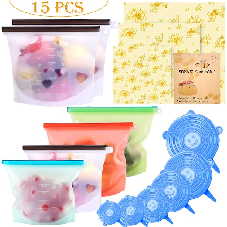 Alpacasso Silicone Food Storage Bags (15-Piece Set) 