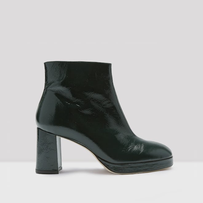 Edith Bottle Green Patent Leather Boots