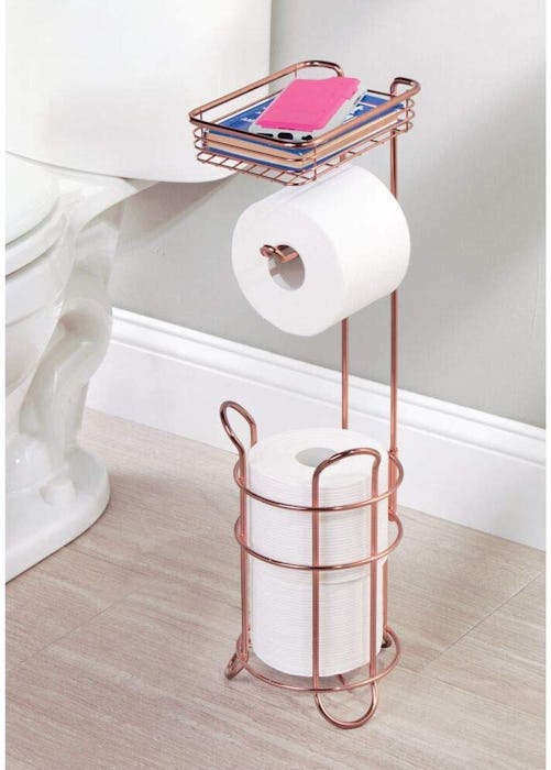 mDesign Freestanding Metal Wire Toilet Paper Stand