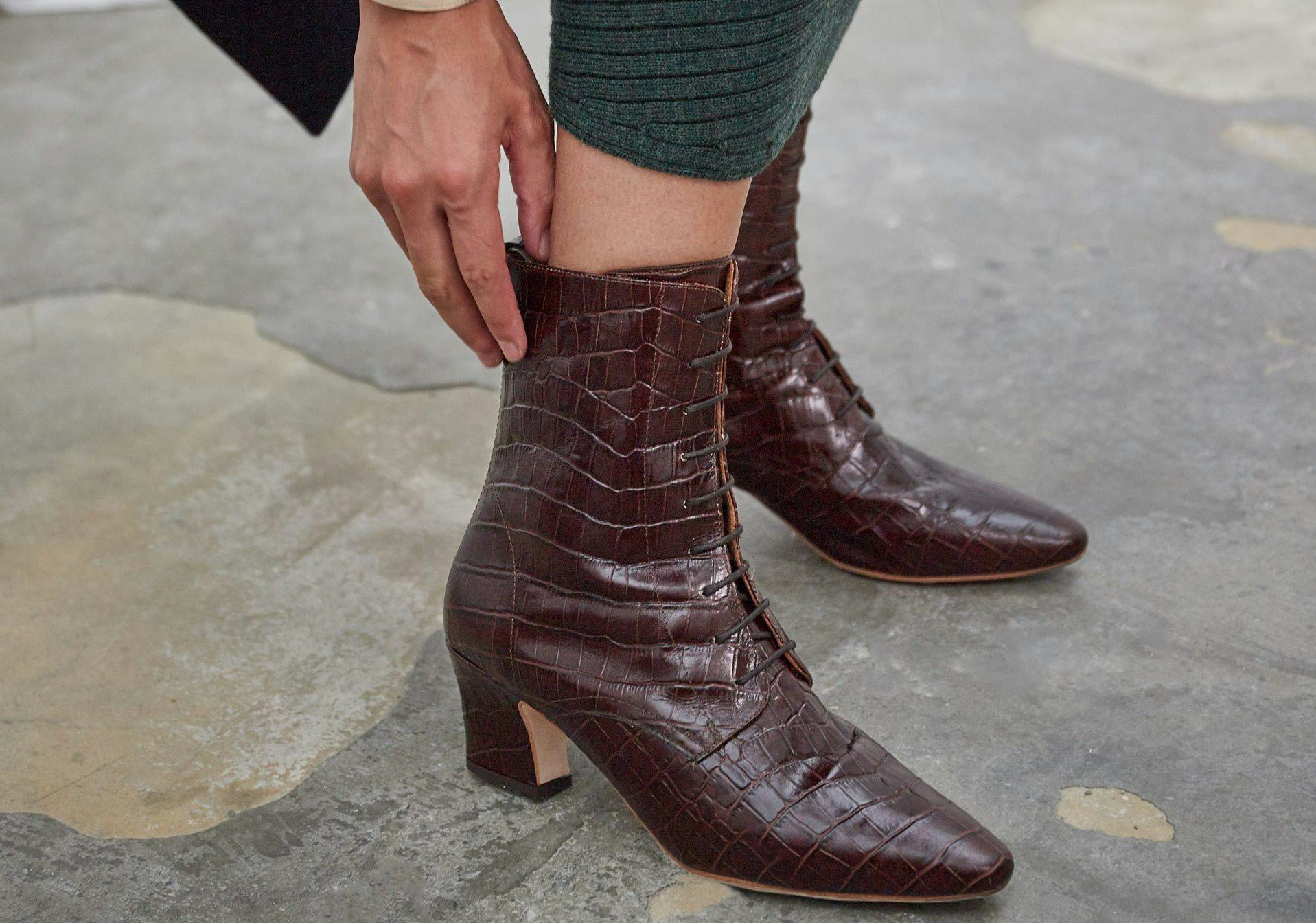 croc leather boots