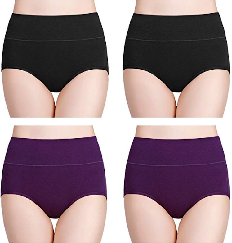 wirarpa Women's High-Waisted Cotton Underwear Briefs (4-Pack)