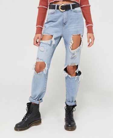 BDG High-Waisted Mom Jean in Destroyed Light Wash