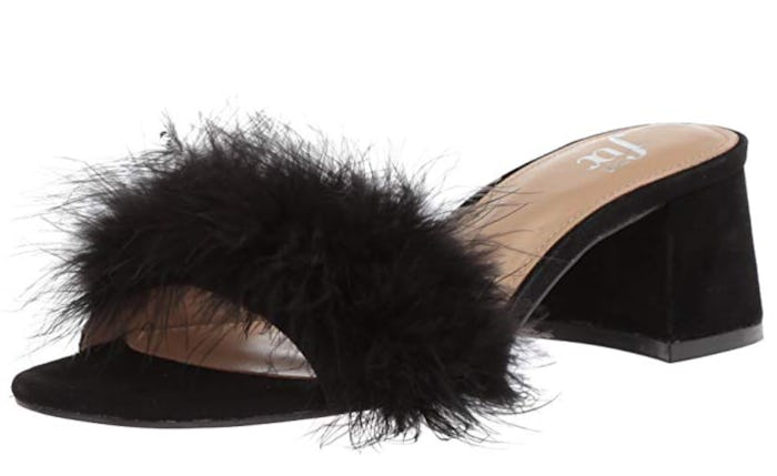 The Fix Women's Luisa Single Strap Feather Block Heel Mule