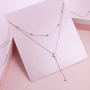 YinShan 925 sterling Silver Cubic Zirconia Star Pendant Necklace