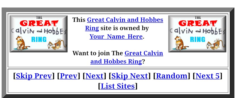 Great Calvin and Hobbes Ring site