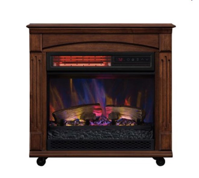 ChimneyFree Rolling Mantel, Infrared Quartz Electric Fireplace Space Heater