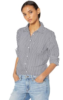 Amazon Essentials Women's Classic-Fit Long-Sleeve Poplin Shirt