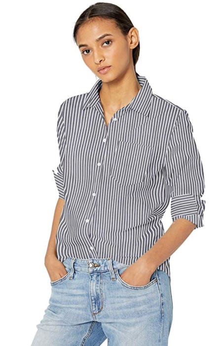Amazon Essentials Women's Classic-Fit Long-Sleeve Poplin Shirt
