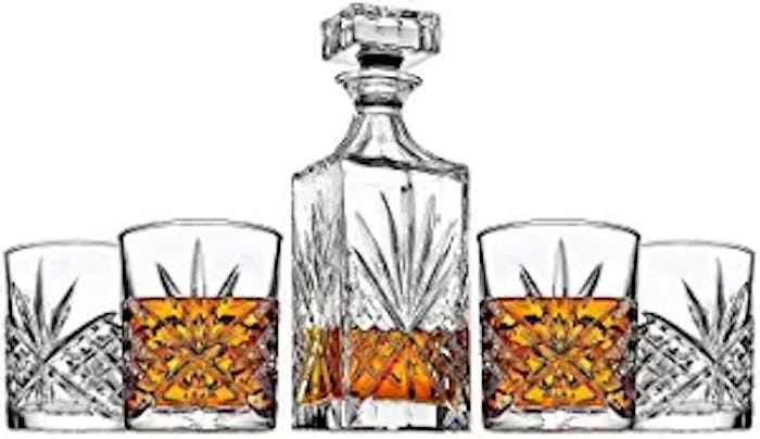 James Scott 5 Piece Crystal Decanter Set 