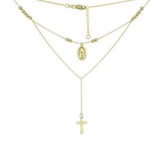 Gold Tiered Rosary Necklace