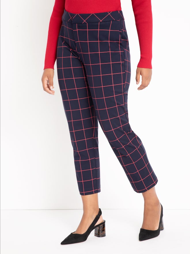 Eloquii Women's Plus Size 9-to-5 Windowpane Pant