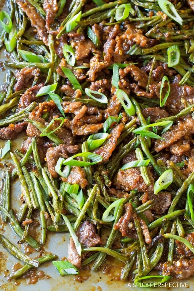 Take out loving families will enjoy gathering around this sheet pan Mongolian beef.