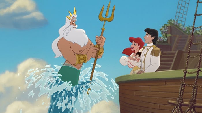 King Triton, Ariel, Eric, and a baby