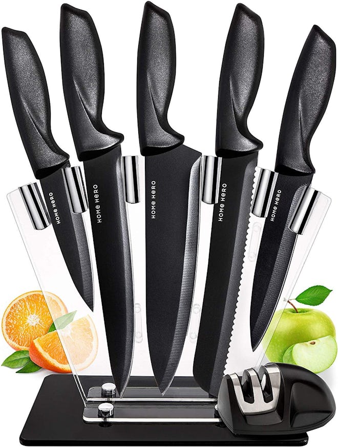 Home Hero Stainless Steel Knife Set with Block (7 Pieces)