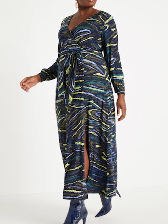 Eloquii Women's Plus Size Printed Kimono Style Maxi Dress