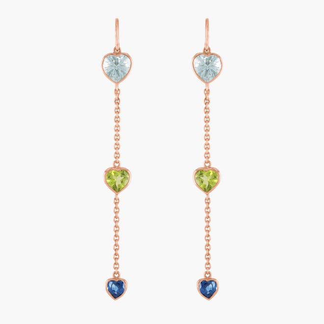 Blue Heart Long Earrings