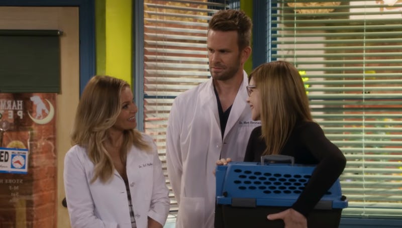 Candace Cameron Bure as D.J., John Brotherton as Matt, and Lisa Loeb in Fuller House Season 5