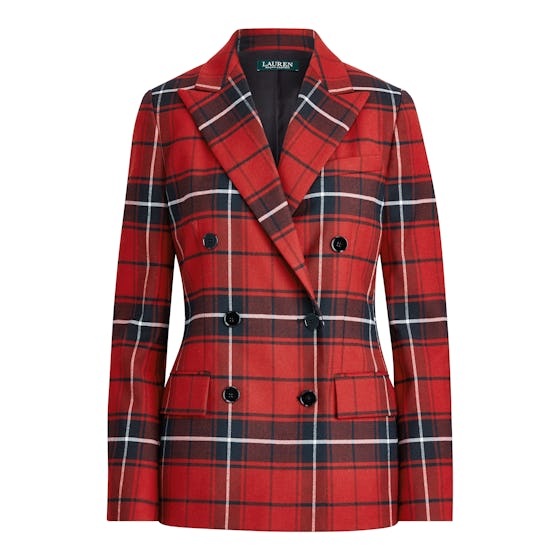 Plaid Wool-Blend Blazer