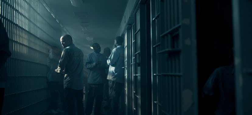 Aaron Paul as Warren Cave in prison in Truth Be Told