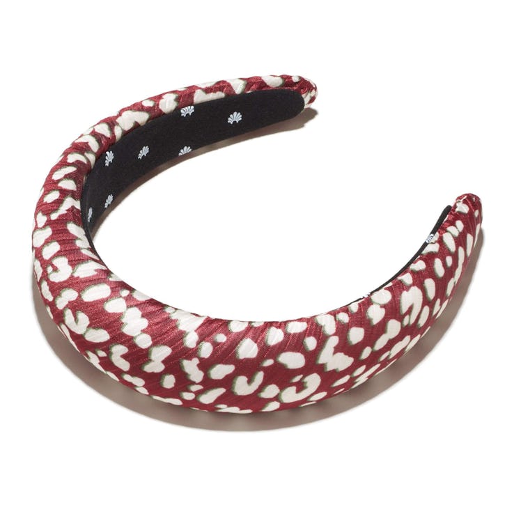 Burgundy Leopard Silk Padded Headband