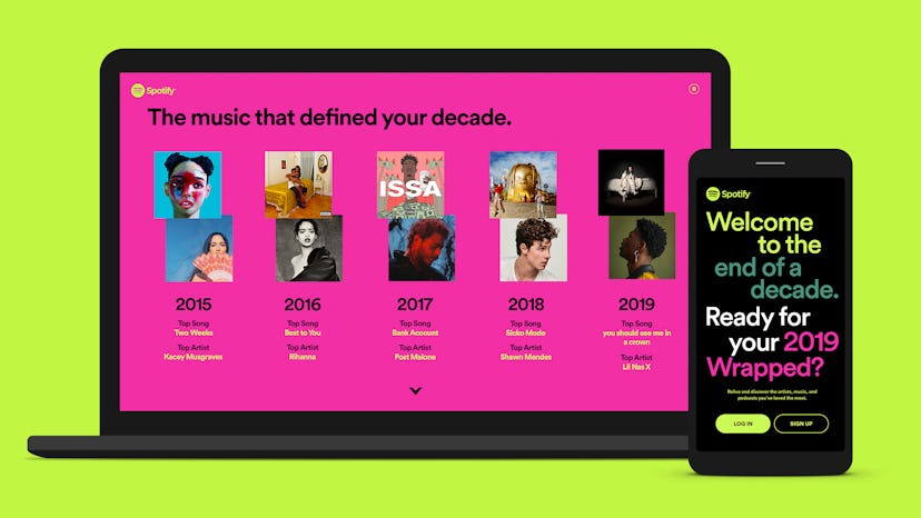 You can view your Spotify 2019 Wrapped and Decade Wrapped playlists on the app or in a browser.