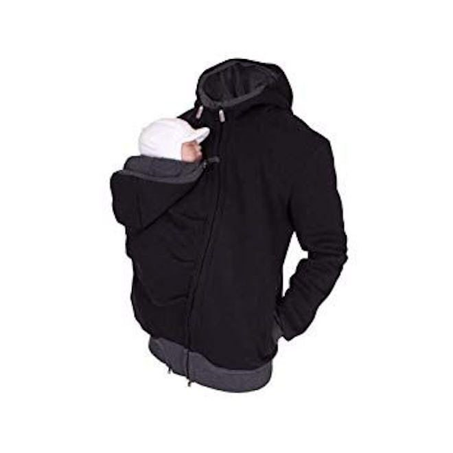 Per 2 in 1 Multi-Function Kangaroo Hooded Men's Sweater with Baby Carrier Pocket