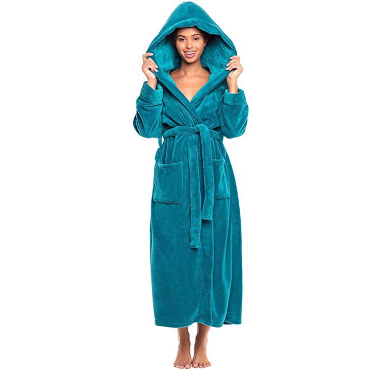 Alexander Del Rossa Plush Fleece Bathrobe With Hood