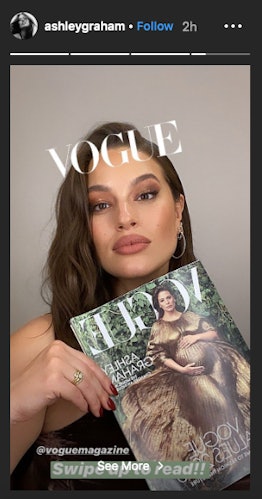 Ashley Graham appears pregnant in her first solo American 'Vogue' cover.
