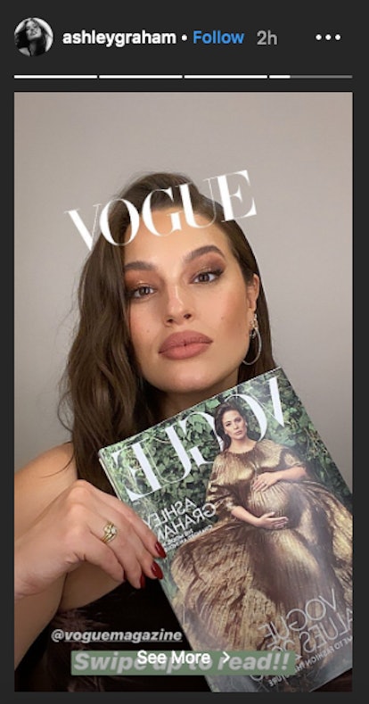 Ashley Graham appears pregnant in her first solo American 'Vogue' cover.