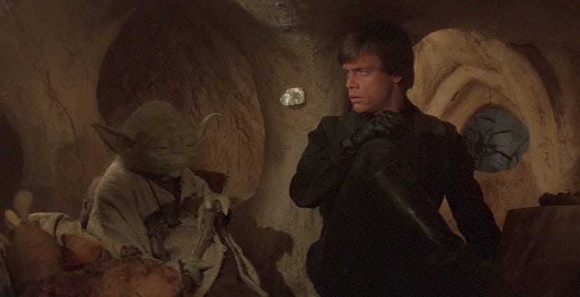 Yoda and Luke Skywalker in Star Wars: Return of the Jedi