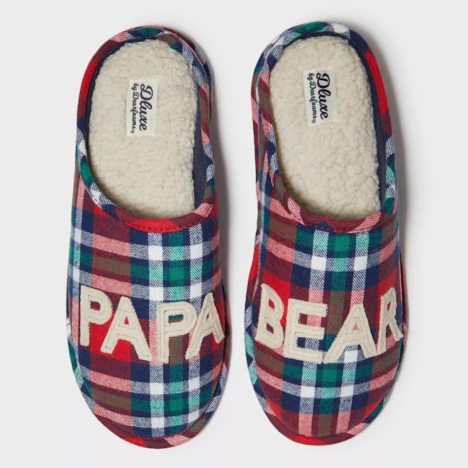 dearfoams Men's Deluxe Papa Bear Slide Slippers