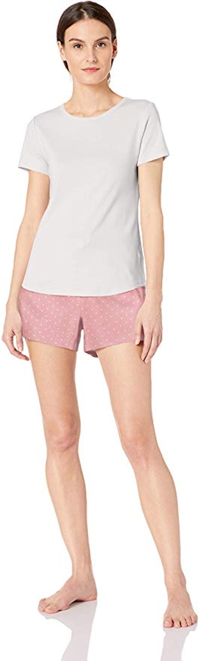 Amazon Essentials Flannel Short And Cotton T-Shirt Sleep Set