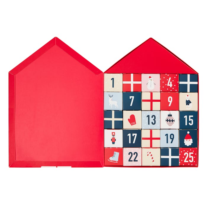 An image of an advent calendar filled with erasers. 