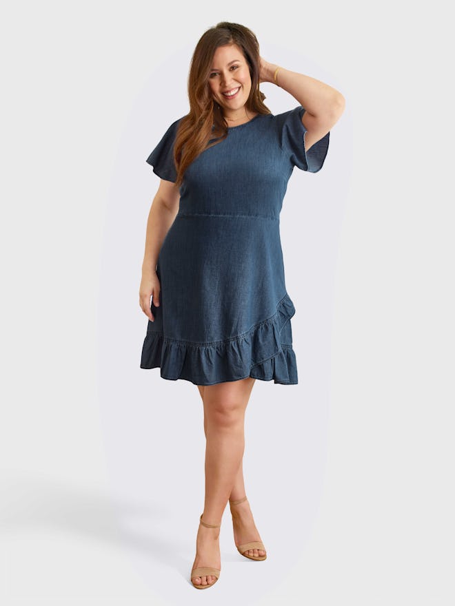 Chambray Faux Wrap Dress