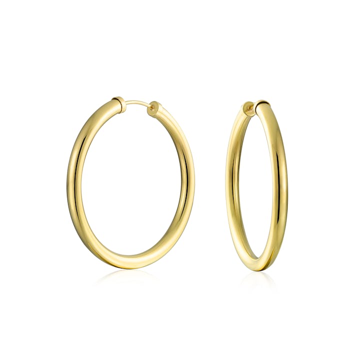 10K Yellow Gold Filled Classic High-Polish Seamless "Endless Loop" Hoop Earrings