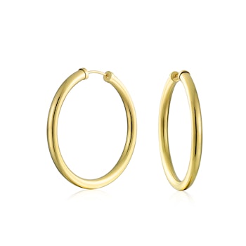 10K Yellow Gold Filled Classic High-Polish Seamless "Endless Loop" Hoop Earrings