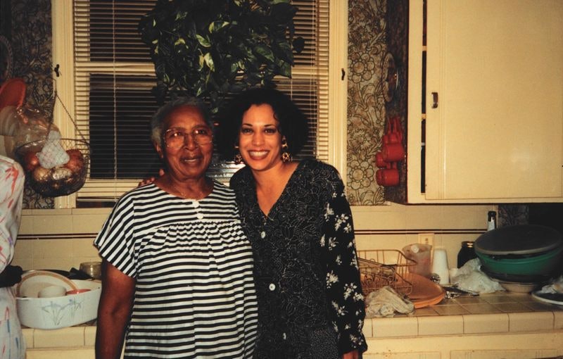 Young Kamala Harris with her neighbor, Mrs. Shelton