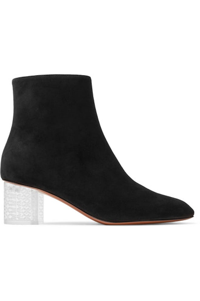 Suede Ankle Boots with Plexi Heel