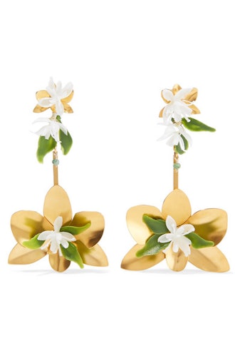 Mercedes Salazar Orchid Gold-Tone And Resin Earrings