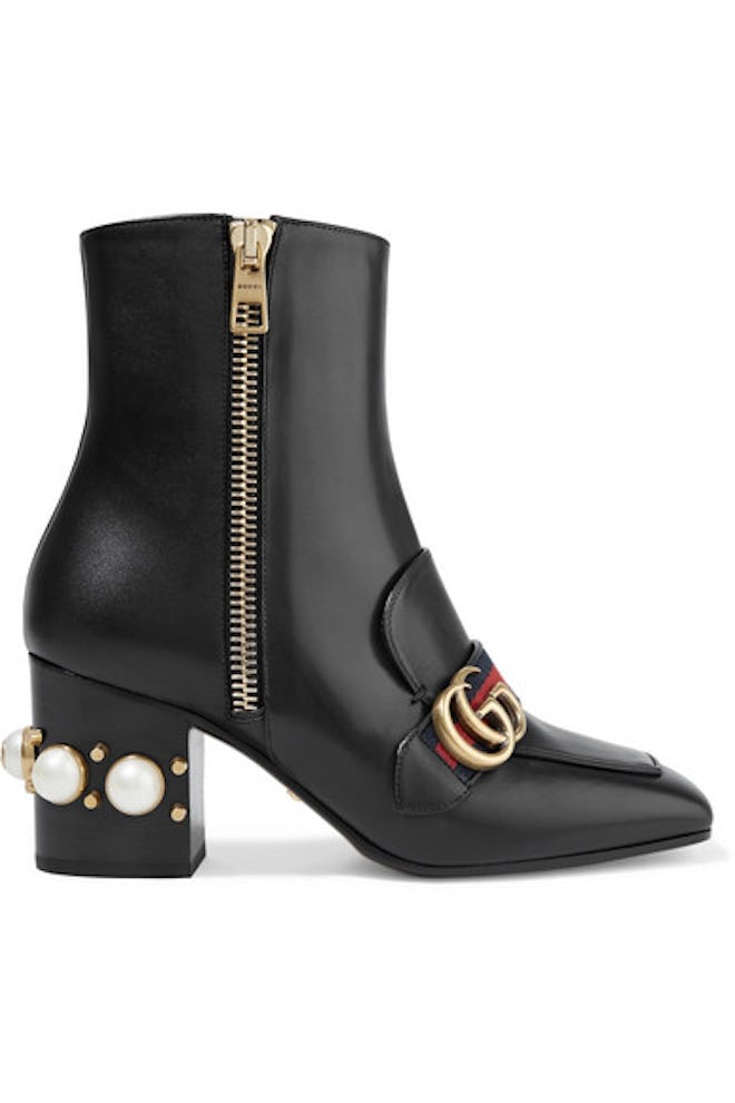 Leather Mid-Heel Ankle Boot