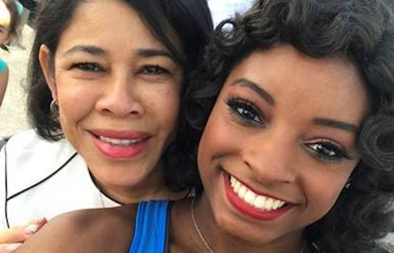 Olympic gold medalist Simone Biles taking a selfie with her mother