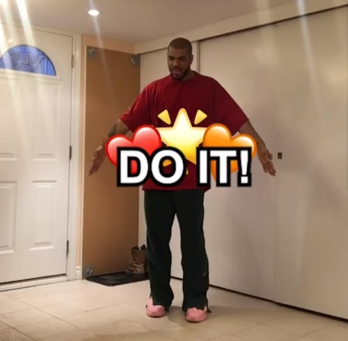 Collage of Donté Colley dancing, "do it!" text, and heart and star emojis