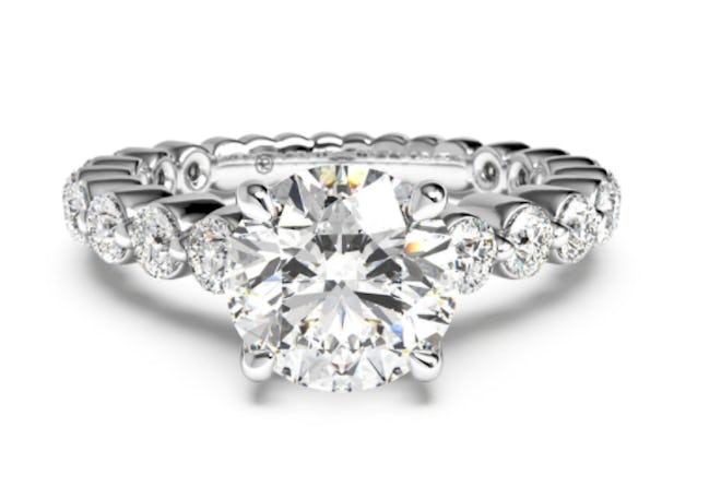 Shared-Prong Diamond Band Engagement Ring - Platinum, Setting Only
