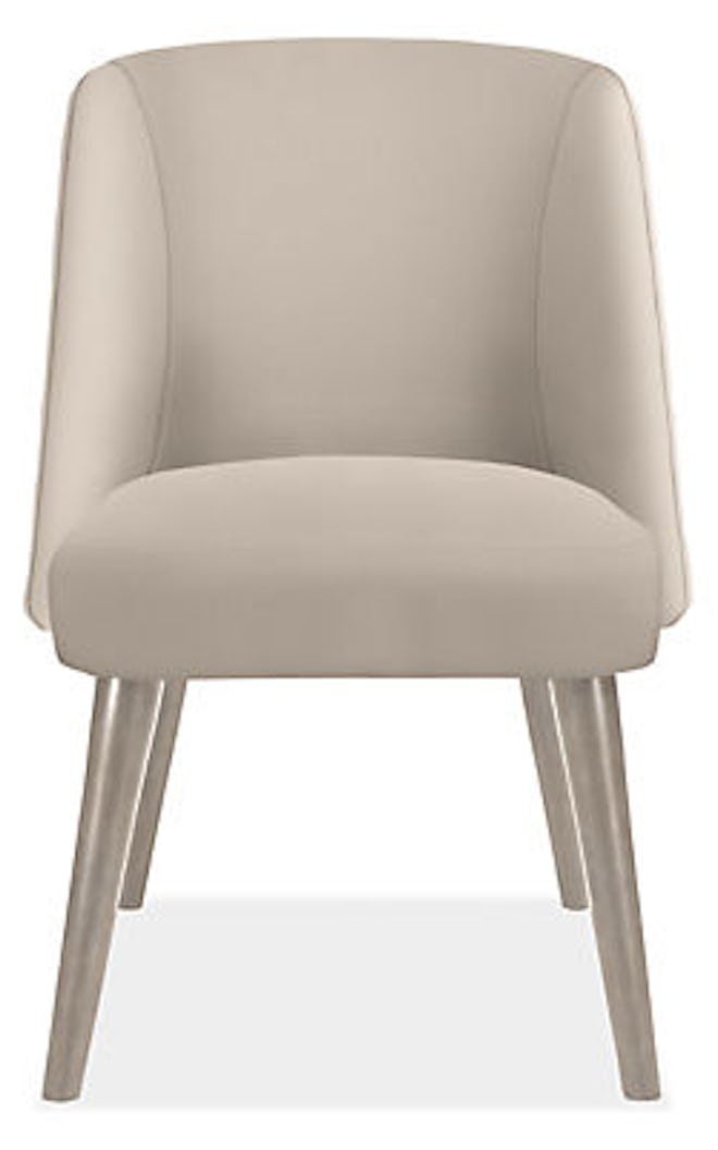 Cora Side Chair in Sunbrella Canvas Flax with Shell Legs