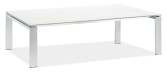 Rand 60w 36d 16h Coffee Table in Stainless Steel with White Glass Top